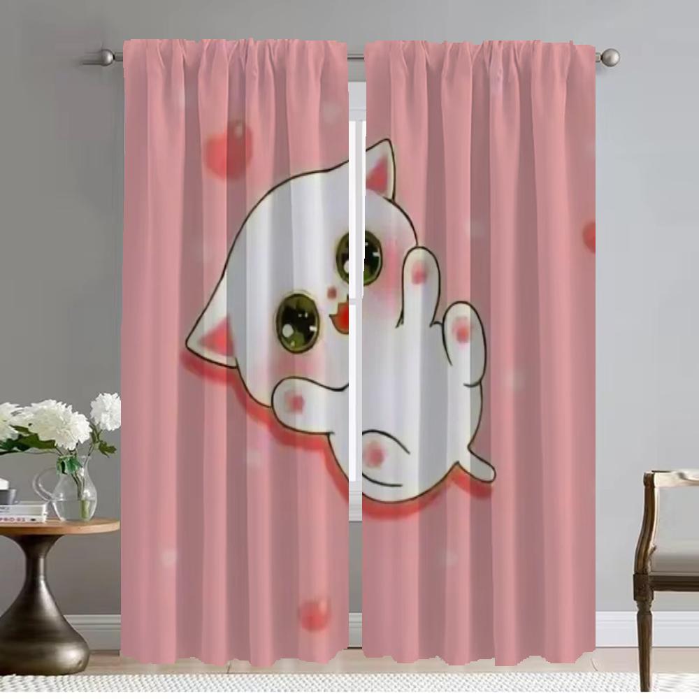 Шторы для спальни, милый кот, современные шторы для гостиной, 2 шт., украшения на Хэллоуин, затемняющие шторы, камера