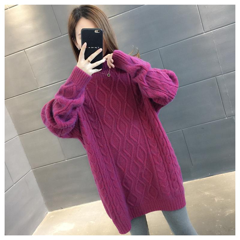 Водолазка, свободный длинный свитер с ленивым ветром, женский полосатый жаккардовый свитер с длинными рукавами, прямой вязаный свитер, женский весенне-осенний