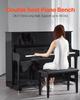 Duet Piano Keyboard Bench Storage Padded Seat Wooden Vanity Bookcase Stool