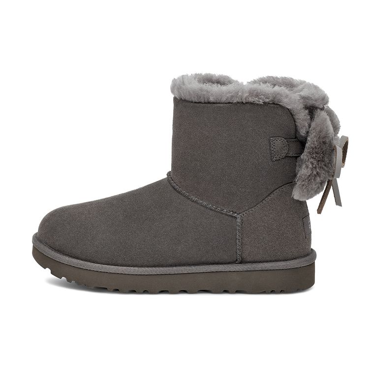 UGG Classic Double Bow Mini Suede Warm Durable Non-Slip Short Snow Boots Women Boots Charcoal 1127130-CHRC