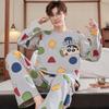 Boys Cotton Pajama Set Long Sleeve Cartoon Print Sleepwear Teens 8 Years Soft Comfortable Home Wear