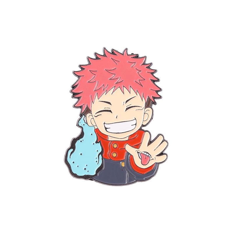 Металлическая брошь Jujutsu Kaisen: Аксессуар для рюкзака с персонажами аниме Годжо Сатору и Итадори Юдзи