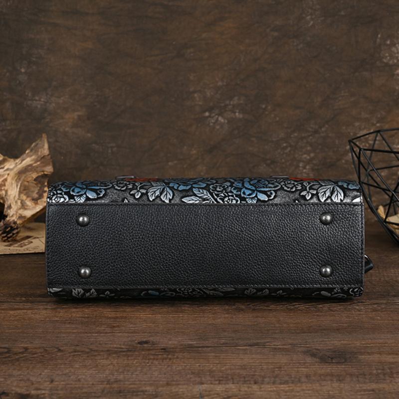 Johnature Женская сумка из натуральной кожи с тиснением в стиле ретро, ​​универсальные сумки на плечо и через плечо из воловьей кожи