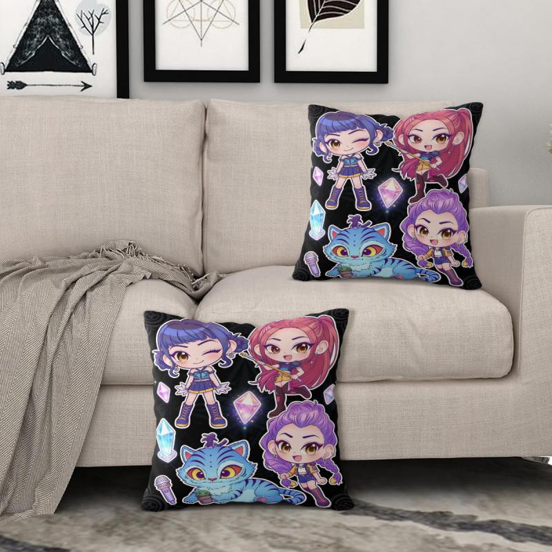 Kpop Style Throw Pillow Decorative Cushion Chibi Anime Girl Print For Sofa Bedroom Car Living Room Soft Nap Pillow For Teens Fans