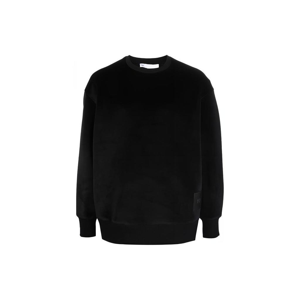 Y-3 FW21 Логотип бархатный однотонный свитшот с круглым вырезом унисекс свитшот черный HB3339