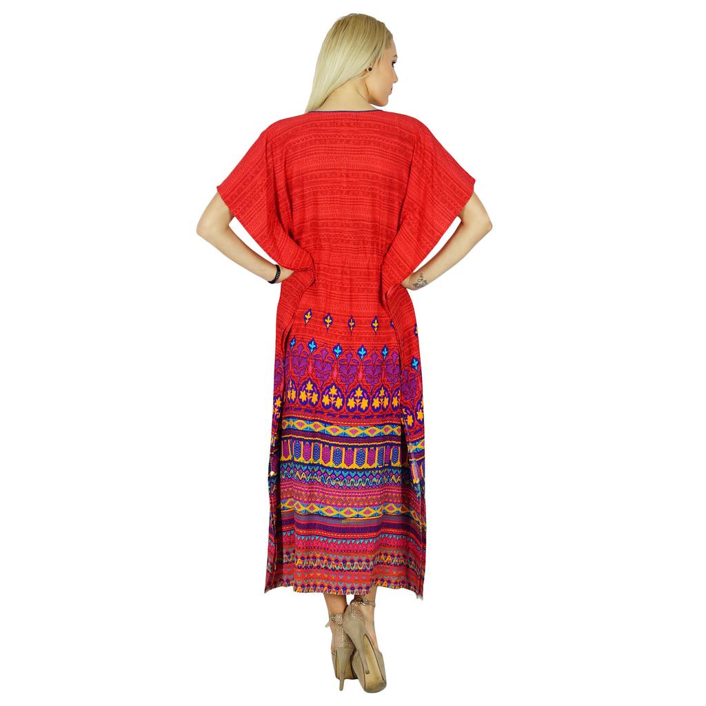 Bimba Женский длинный кафтан из вискозы Maxi Coverup Красный кафтан Кимоно с рукавами
