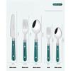 Набор из 20 предметов - Серебряные столовые приборы из толстой нержавеющей стали 304, Набор столовых приборов, Вилка и нож для стейка, Ложка, Десертная ложка, Чайная ложка, Вилка для фруктов (синий)