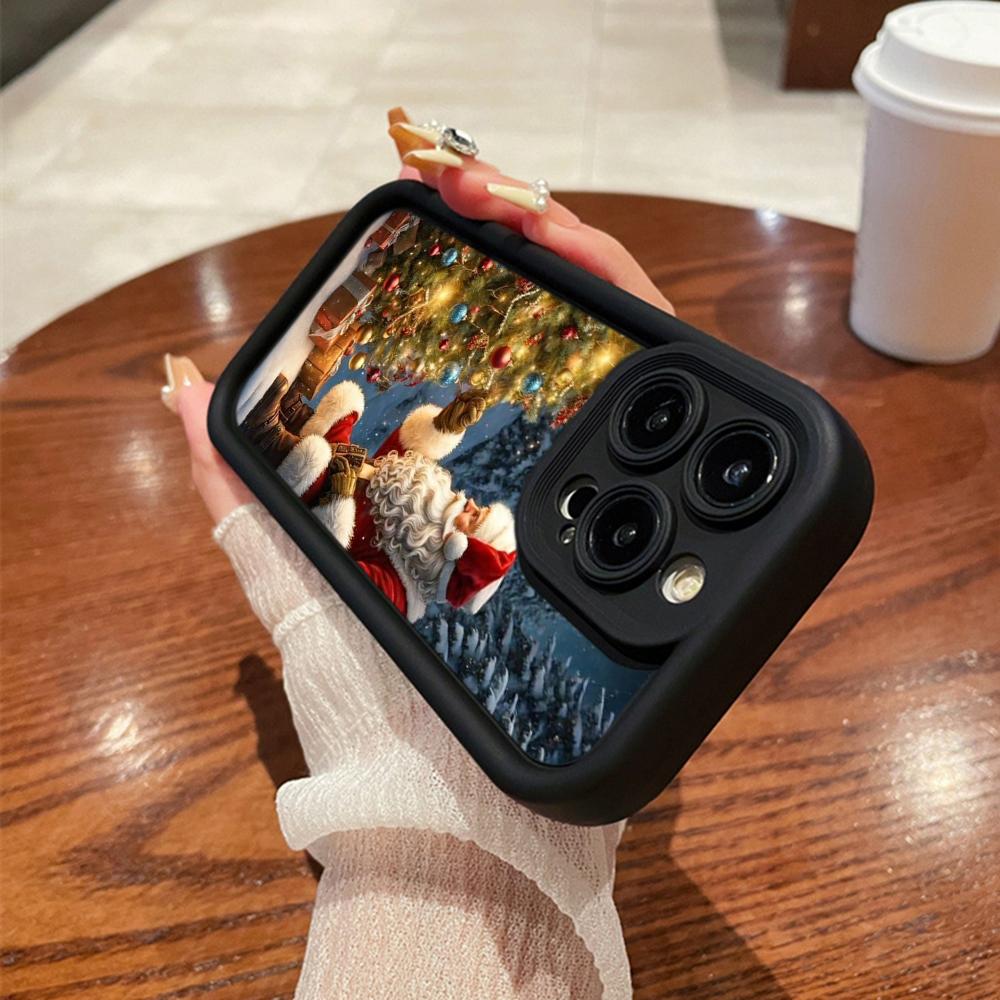 N105 рождественские и новогодние арт-мягкие чехлы для телефонов Angel Eyes для iPhone 16 15 14 13 11 Pro Max 8 7 6s Plus 12 mini XR XS Max SE противоударный чехол