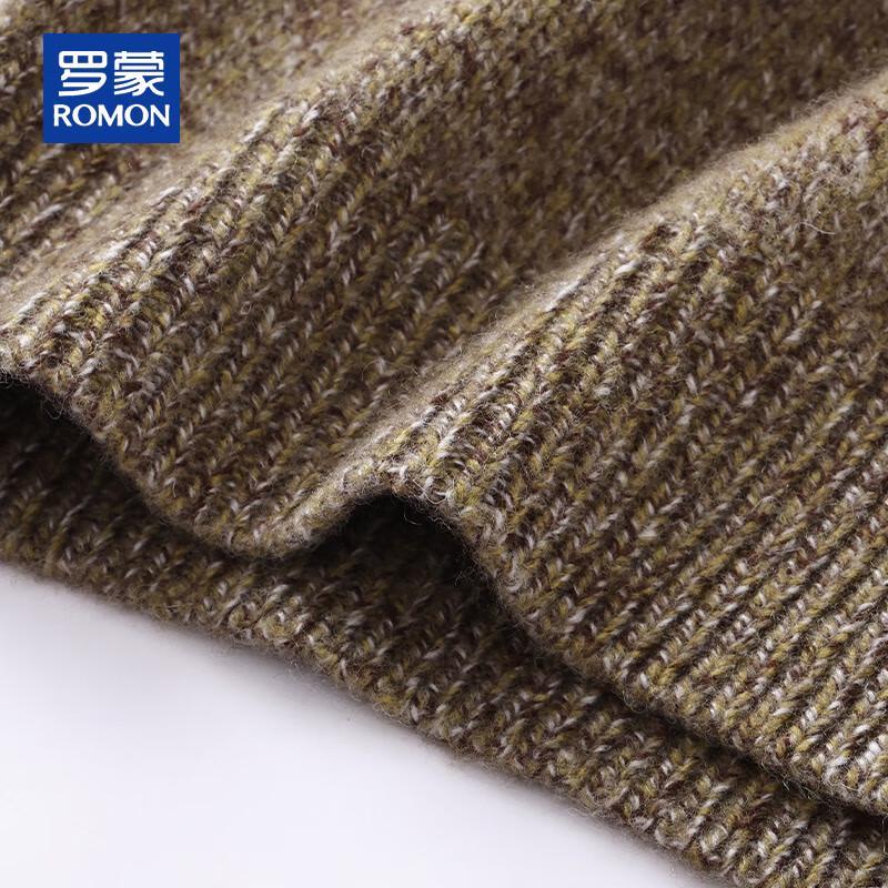 ROMON Men's 100% Pure Wool Half-High Collar Thick Knit Cardigan