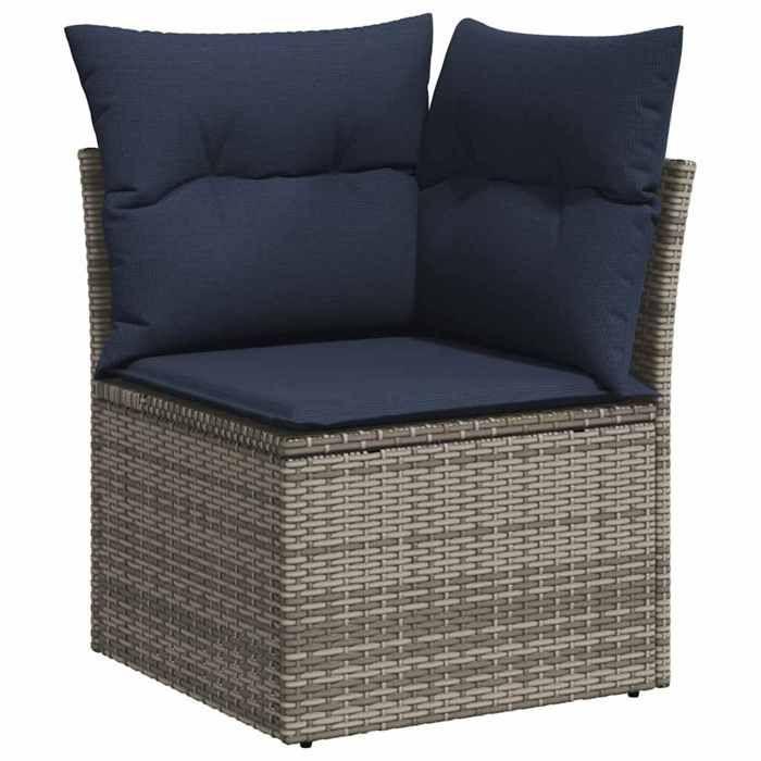 VidaXL Garden Lounge Set 8 Pcs with Grey Cushions Wicker 3325799
