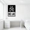 Rectangular Black & White Bike Lane Metal Tin Sign, Bicycle Outline Wall Decor for Home Office Garage, Vintage Traffic Warning P