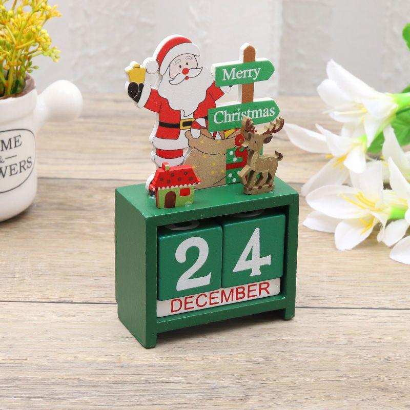 Christmas Wooden Countdown Calendar Blocks with Snowman, Santa & Reindeer Figurines – Festive Home Holiday Decoration