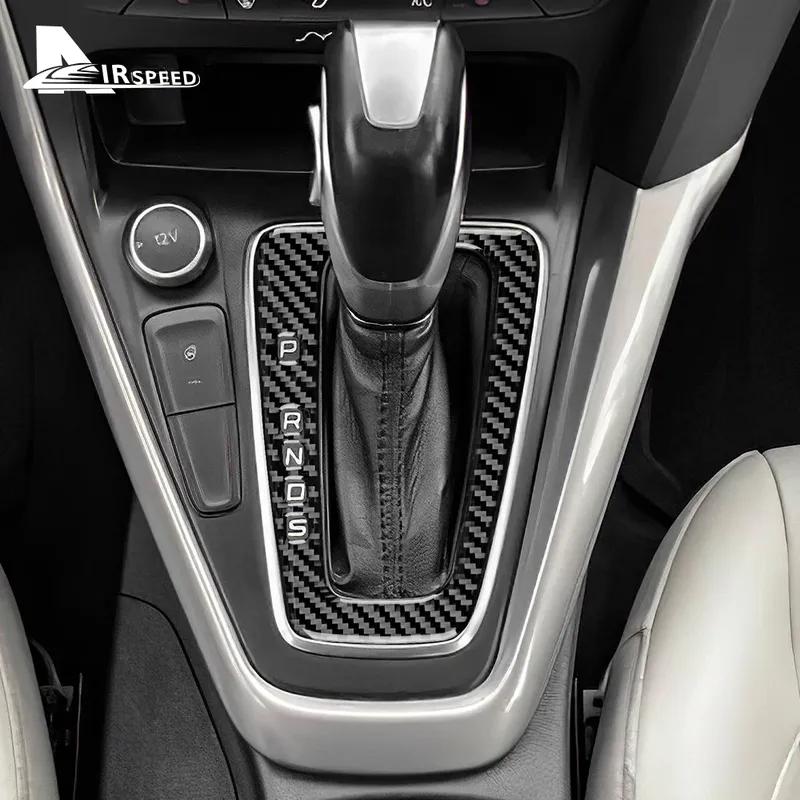Real Soft Carbon Fiber Sticker For Ford Focus SE 2015 2016 2017 2018 LHD Car Gear Shift Panel Interior Trim Accessories