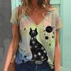 Summer Women's T Shirt Cat Print Casual Short Sleeve 3d T-Shirts Fashion Streetwear Crew Neck Pullover Female Oversized Clothing