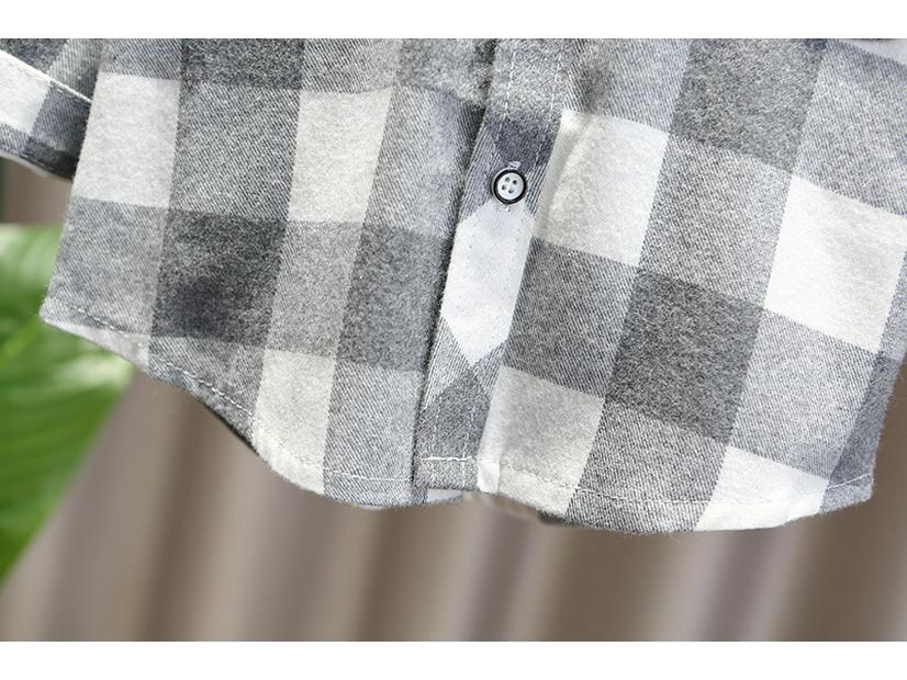 Рубашка в клетку с длинным рукавом для мальчиков — повседневный топ для младенцев и малышей на весну и осень 2023 г.