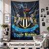 Wall Hanging Tapestry With Custom Name & Text, Newcastle United FC Decorative Tapestry For Bedroom