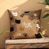 Cute I Love Cats Pillow Cover Boho Cat Paw Print Cushion Case Cozy Kitten Cat Lover Gift Home Decor