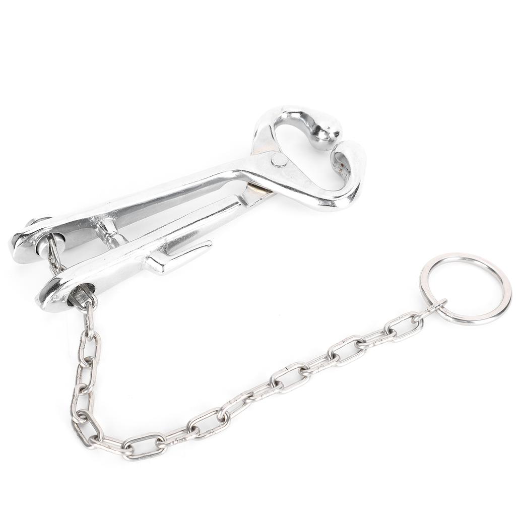 Cow Nose Pliers Stainless Steel Cattle Nose Ring Pliers with Chain Cattles Traction Clamp