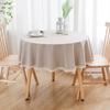 Waterproof Oil-Resistant Round Tablecloth Dining Table Or Coffee Cotton-Linen Look Modern Minimalist With Lace Trim