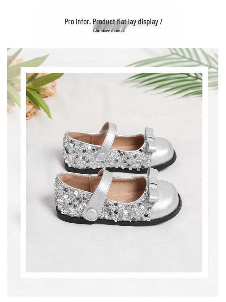 Весенние туфли для девочек Эльза Кристальная принцесса - Мягкая подошва Бант Кожа