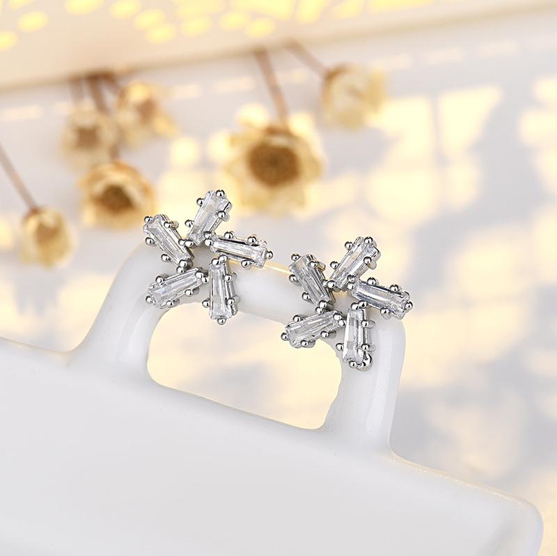 New 925 Sterling Silver High Quality Zircon Stud Earrings for Women Exquisite Student Girlfriend Jewelry Accessories Wedding