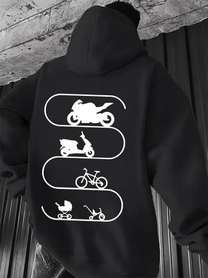 Мужская новая толстовка на осень и зиму с принтом мотоцикла, скутера, велосипеда на спине, повседневная и удобная кофта