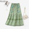 Women Casual Elastic Waist Loose Floral Long Skirts