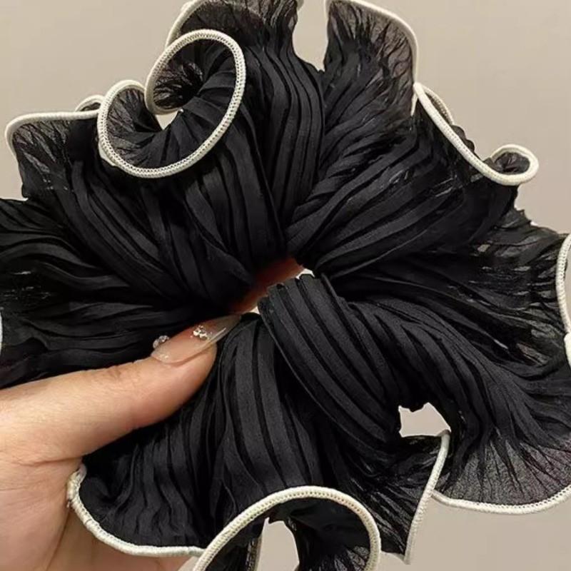 Simple Mesh Pleated Hair Rope for Woman Korean Style Hair Ring Meatball Head Hair Tie Fashion Girl Does Not Damage The Hair Scru
