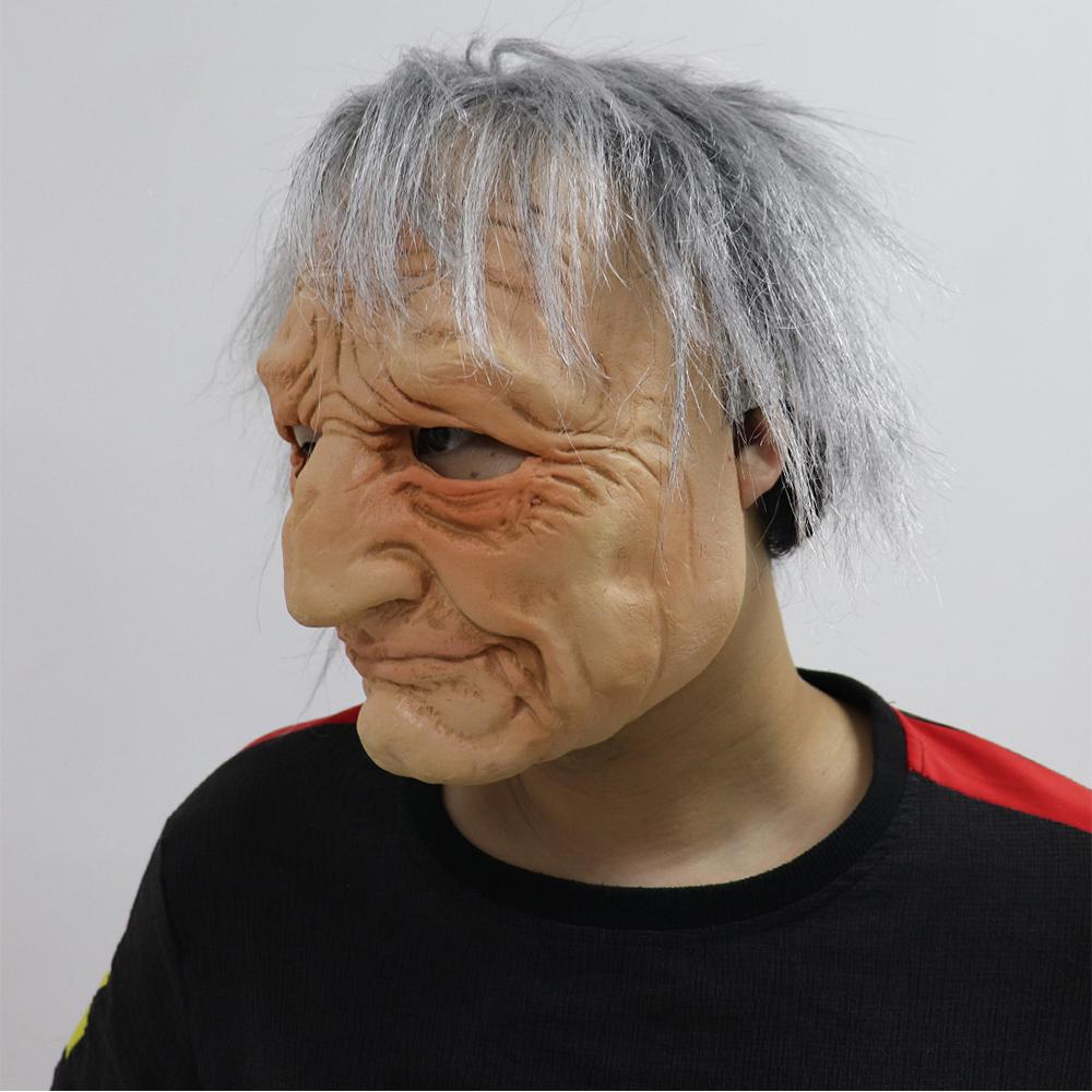 Scary Old Man Mask Realistic Wrinkle Face for Halloween Cosplay Party Props