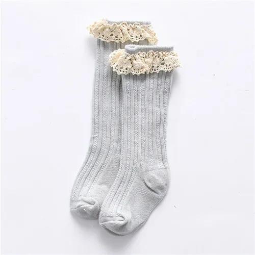 Носки для маленьких девочек, весенне-осенние полосатые кружевные детские длинные носки принцессы, повседневные спортивные носки для детей от 0 до 5 лет
