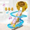 Electric Duck Climbing Stairs Toy Children Roller Coaster Set With Flashing LED Light