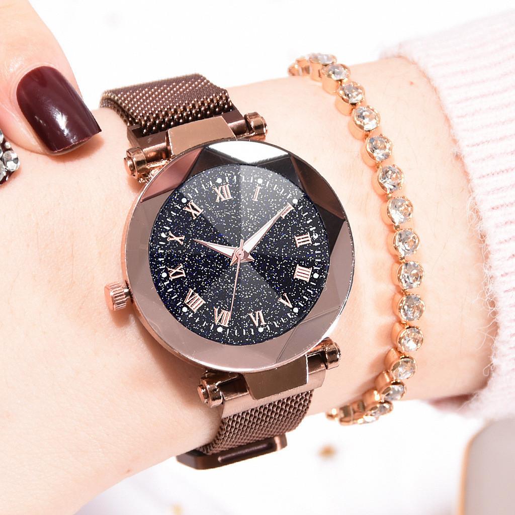 Элегантные женские светящиеся часы «Звездное небо» с римскими цифрами и магнитной застежкой