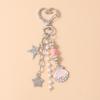 Pretty Crystal Star Shell Star Keychain Pearl Beads Key Ring Pendant for Women Girls Handbag Decor DIY Key Chain Jewelry Gifts