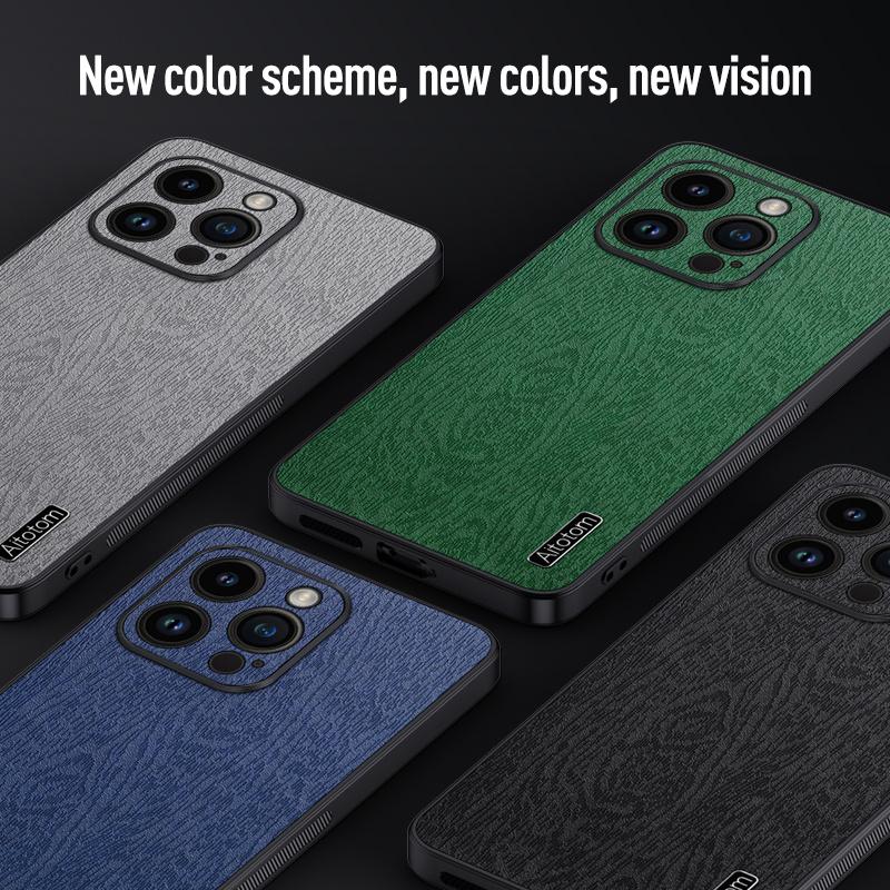 Текстура кожи Tree Grain из силикона для iPhone 15 14 13 12 11 Pro XS Max XR X 7 8 Plus, чехол для телефона Business High-end с полной защитой