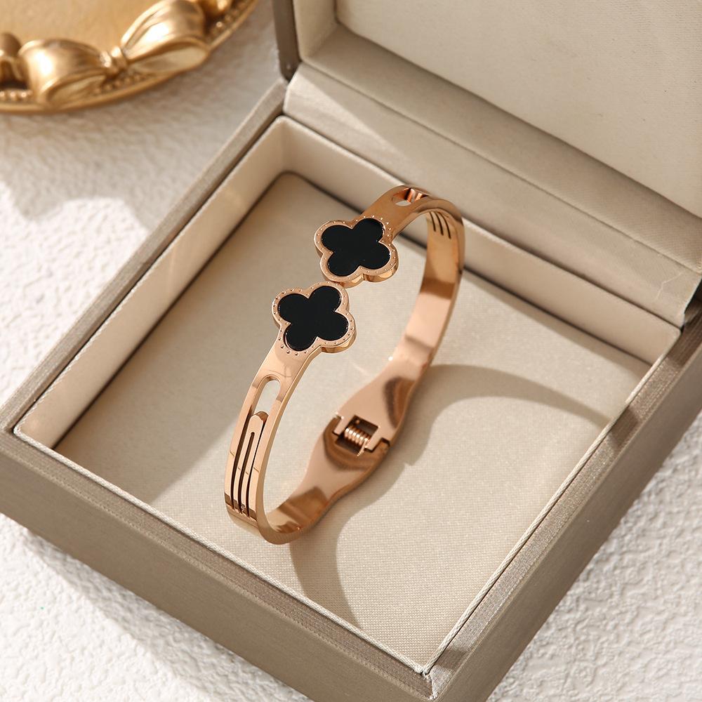 Bracelet Accessories Stainless Steel Clover Open Bangle Titanium Steel Women's High-end Lucky Grass Bracelet