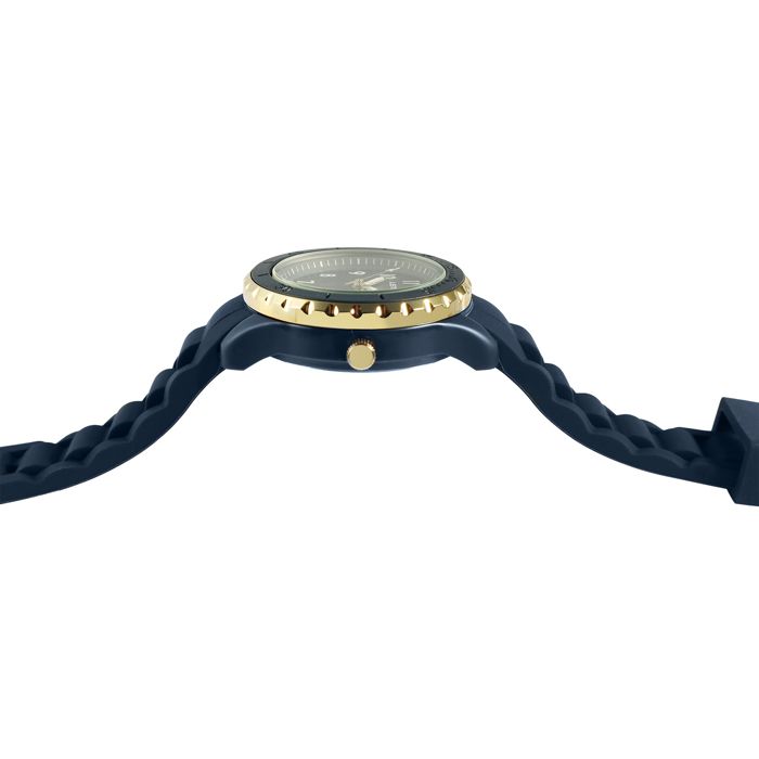 Montre femme - Kaia - Bracelet silicone bleu - Boîtier 34 mm bicolore bleu/doré - Étanchéité 5 ATM