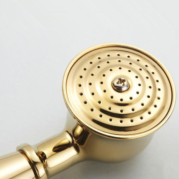 Shower Heads Gold Solid Brass Bathroom Hand Held Shower Sprayer Head For Bath Saving Water Round Rainfall Shower Faucet HJ-0516K