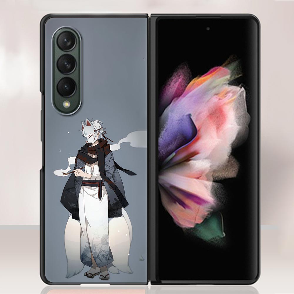 Чехол Zfold4 для Samsung Galaxy Z Fold3 5G, жесткий пластиковый тонкий чехол, ультратонкий чехол для телефона Galaxy Z Fold 3, аниме-маска лисы