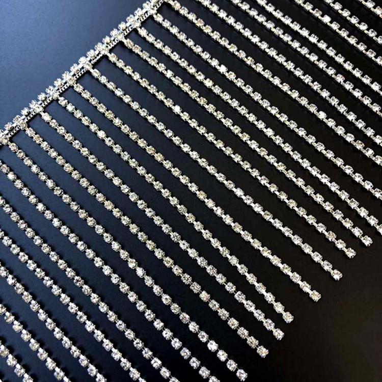 Width 12 cm Welding Diamond Chain Gold Metal Hardware Tassel Fringe for Clothing Bags and Suitcases Wedding Dresses Accessories
