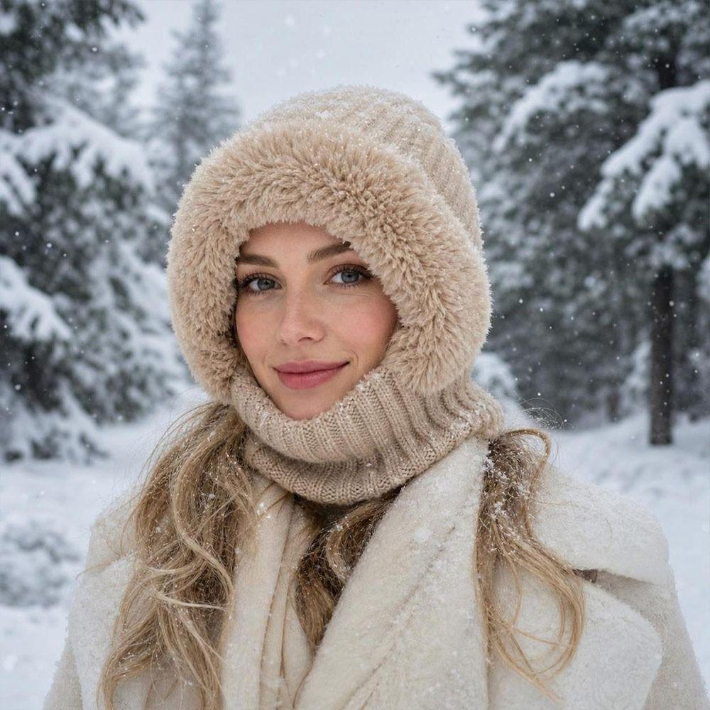 Windproof Neck Warmer Thick Warm Full Face Mask Hat Fashion Knitted Balaclava Hat Winter