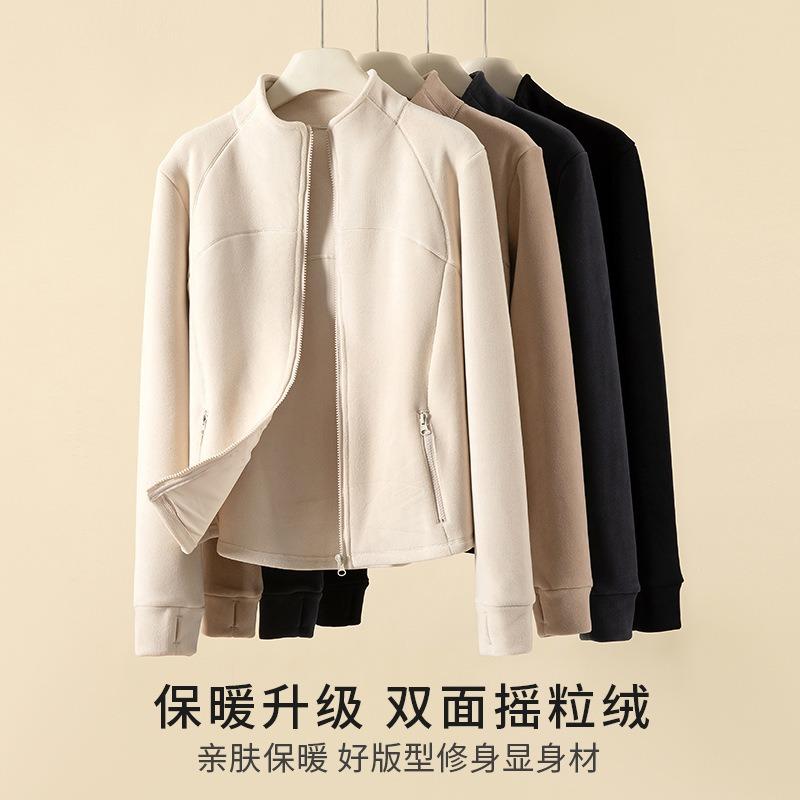 Women S Stand Collar Fleece Jacket Long Sleeve Slim Warm Winter Coat