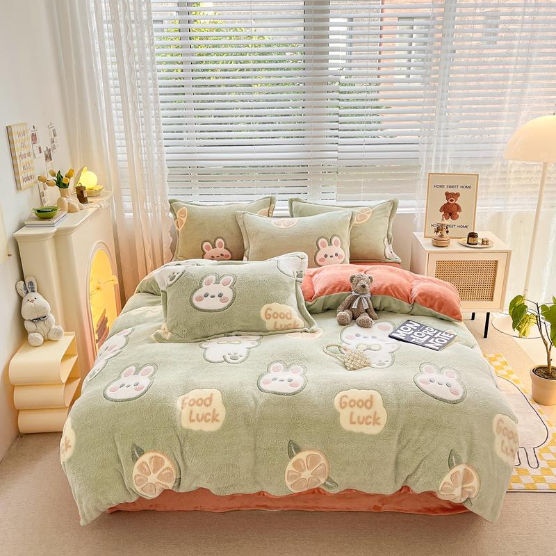 Pink Thick Fleece Flower Duvet Cover For Girls Winter Warm Flannel Quilt Cover 1Pc 150Cm Size Girls' Bedding Funda Nordica Cama