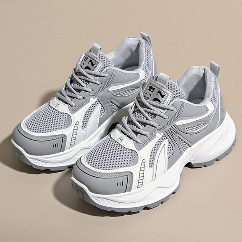 Fashion Breathable Mesh Running Sneakers Women Spring Autumn Fashion Mix Color Platform Sports Shoes Woman Lace Up Non Slip Shoes Female
