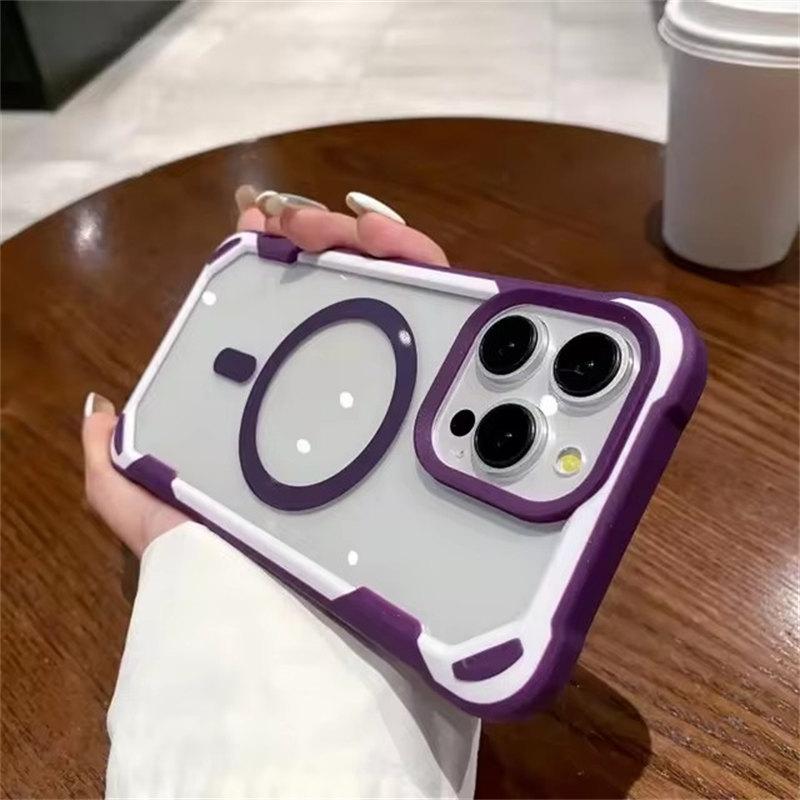 Прозрачный магнитный чехол для беспроводной зарядки Magsafe для iPhone 14 11 12 13 15 Pro Max, противоударный гибридный бампер