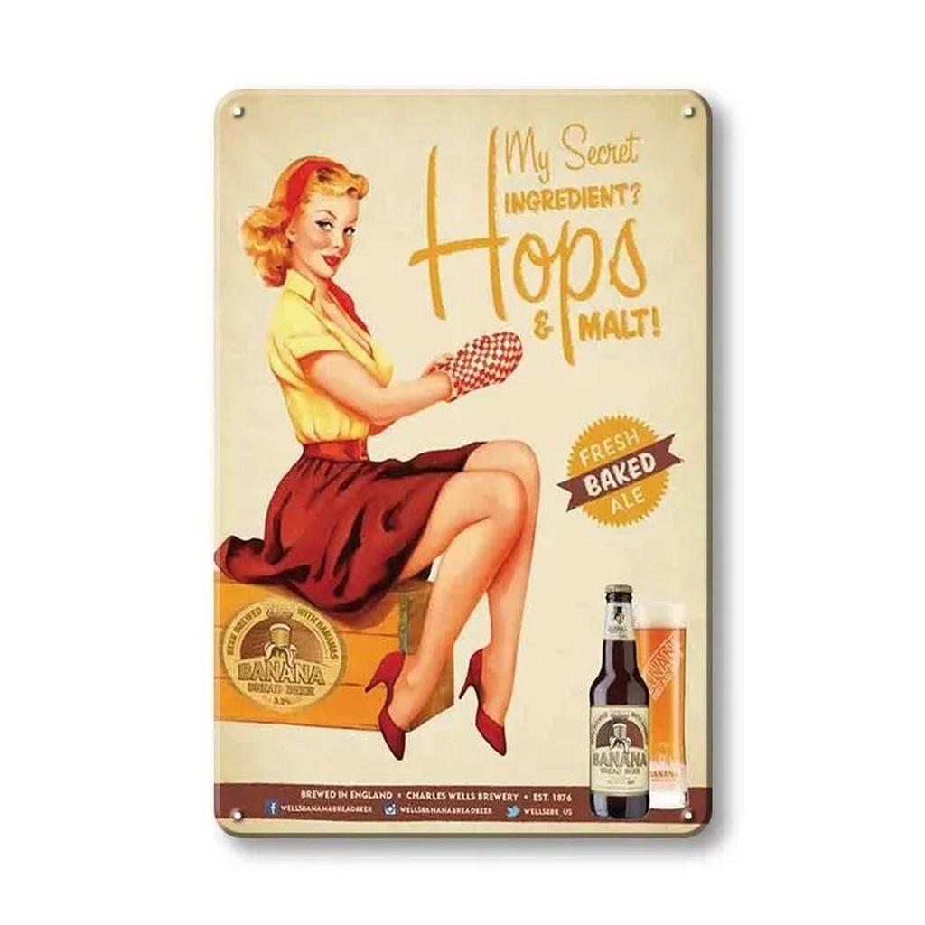Metal Tin Signs Pinup Girl Beers Wall Decoration Plaque Vintage Art Poster Iron Painting for Man Cave Home Cafe Garden Club Bar