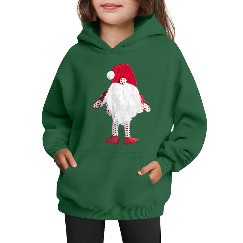 Толстовки для девочек-подростков Худи с длинным рукавом на шнурке Пуловер Милое принтованное Худи оверсайз Рождество