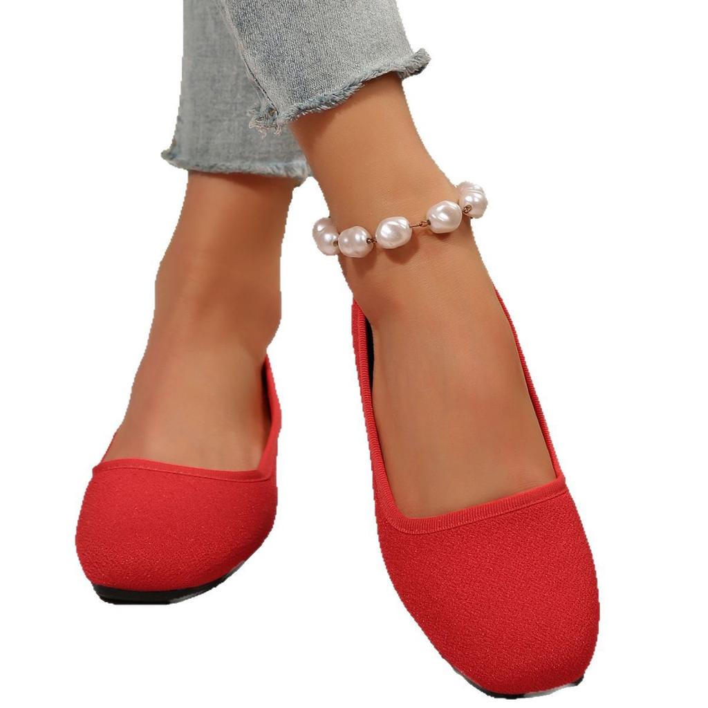 Large Size Cloth Surface, Shallow Mouth, Low-Top Single Shoes, Women'S Round Head, Low Heel, Lazy People Pedal Doudou Shoes With One Foot