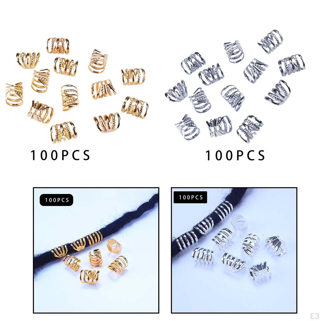 100 шт. железные бусины для дредов, металлические украшения для волос для женщин, аксессуары для кос, кольца