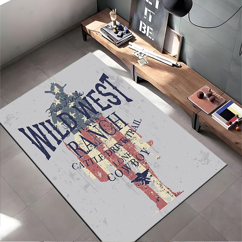 Wild West Cowboy Graphic Carpet suitable as a non-slip mat for the living room or bedroom sofa