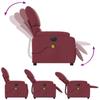 Electric Massage Recliner Burgundy Fabric
